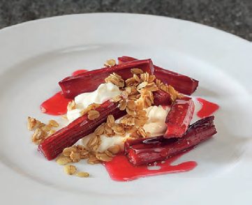 Roasted rhubarb, sweet labneh and toasted barley